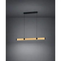 Candeeiro de teto retangular preto com madeira CAMINARRO EGLO 390225