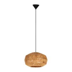 Candeeiro de Teto SHELDON com Abajur em Corda Natural e Metal Preto 44143
