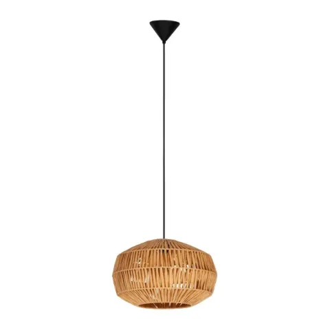 Candeeiro de Teto SHELDON com Abajur em Corda Natural e Metal Preto 44143