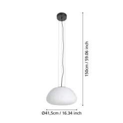Candeeiro de Teto Suspenso BALMES com Abajur em Vidro Opalino Mate Branco 390201