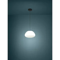Candeeiro de Teto Suspenso BALMES com Abajur em Vidro Opalino Mate Branco 390201