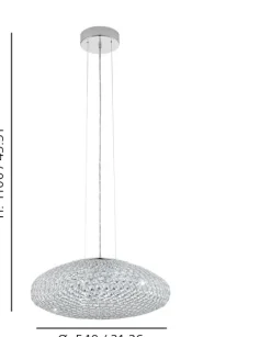 Candeeiro de Teto Suspenso CLEMENTE EGLO com Vidro Cristal Claro Elegante 95287