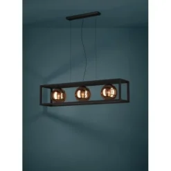 Candeeiro de teto suspenso com vidro cobre e metal preto CORDOBA EGLO 390091