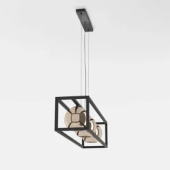 Candeeiro de teto suspenso com vidro cobre e metal preto CORDOBA EGLO 390091
