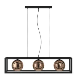 Candeeiro de teto suspenso com vidro cobre e metal preto CORDOBA EGLO 390091