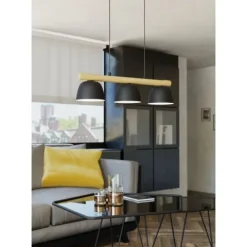 Candeeiro de teto suspenso com madeira e metal SHERBURN EGLO 43739