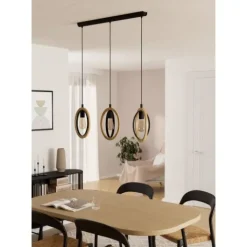Candeeiro de teto suspenso com madeira e metal BASILDON EGLO 43462