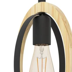 Candeeiro de teto suspenso com madeira e metal BASILDON EGLO 43462