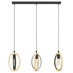 Candeeiro de teto suspenso com madeira e metal BASILDON EGLO 43462