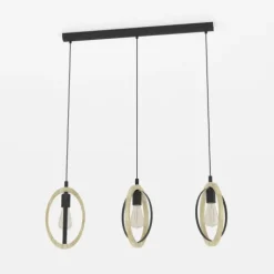 Candeeiro de teto suspenso com madeira e metal BASILDON EGLO 43462