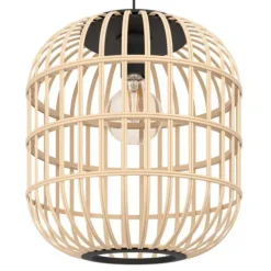 Candeeiro de teto suspenso com abajur em bambu natural BORDESLEY EGLO 43216