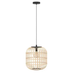 Candeeiro de teto suspenso com abajur em bambu natural BORDESLEY EGLO 43216