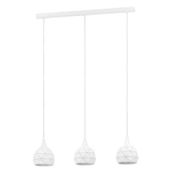 Candeeiro de teto suspenso com três abajures em metal branco ROCCAFORTE EGLO 97857
