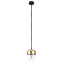Candeeiro de teto suspenso com vidro transparente e detalhes dourados MARYVILLA EGLO 900549