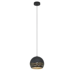 Candeeiro de teto suspenso com abajur metálico preto e dourado CAMASTRA EGLO 98071