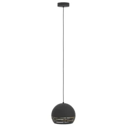 Candeeiro de teto suspenso com abajur metálico preto e dourado CAMASTRA EGLO 98071