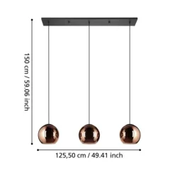 Candeeiro de teto suspenso com vidro cobre CORDOBA EGLO 390095