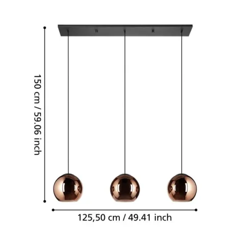 Candeeiro de teto suspenso com vidro cobre CORDOBA EGLO 390095
