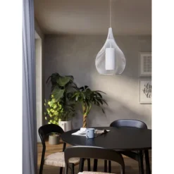 Candeeiro de teto suspenso com abajur de arame branco RAZONI 1 EGLO 900829