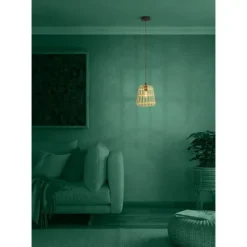 Candeeiro de teto suspenso com abajur de bambu MONTEZUELO EGLO 390152