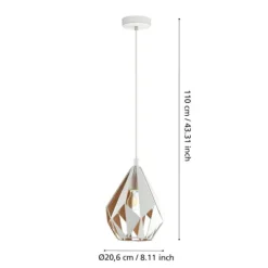 Candeeiro de teto suspenso com abajur de metal branco e interior dourado CARLTON 1 EGLO 43001