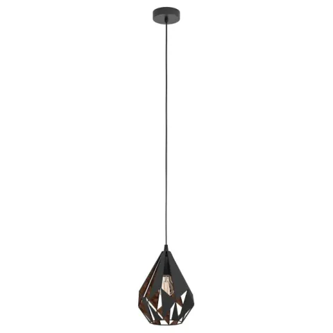 Candeeiro de teto suspenso com abajur de metal preto e interior cobre CARLTON 1 EGLO 49997