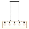 Candeeiro de teto suspenso com madeira natural e metal preto FAMBOROUGH EGLO 43414