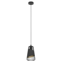 Candeeiro de teto suspenso em metal preto com abajur de tecido AUSTELL EGLO 49447