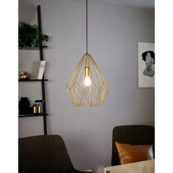 Candeeiro de teto suspenso em forma de diamante dourado CARLTON EGLO 49933
