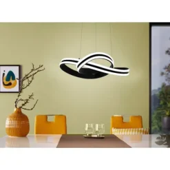 Candeeiro de teto suspenso LED moderno em aço preto CORREDERA EGLO 99249