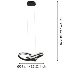 Candeeiro de teto suspenso LED moderno em aço preto CORREDERA EGLO 99249