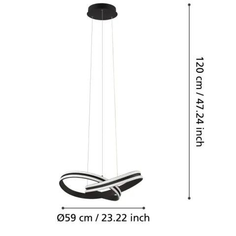 Candeeiro de teto suspenso LED moderno em aço preto CORREDERA EGLO 99249
