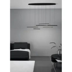 Candeeiro de teto suspenso LED com barras de luz em aço preto LINDOZA EGLO 39915