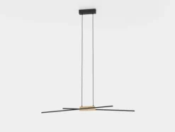 Candeeiro de teto suspenso LED em metal preto e madeira PANAGRIA EGLO 900489