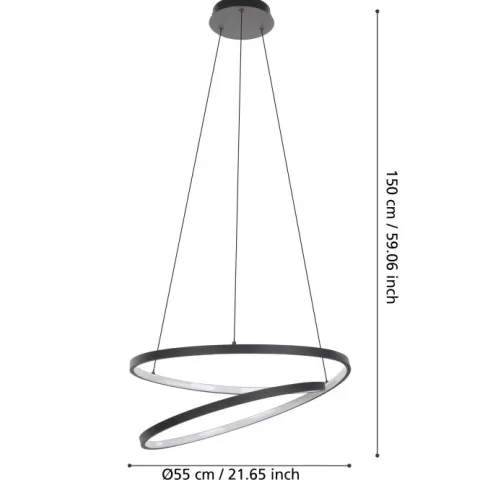 Candeeiro de teto suspenso LED com perfil curvo preto RUOTALE EGLO 900472