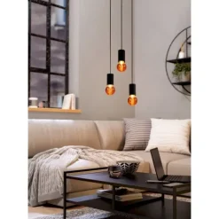 Candeeiro de teto suspenso minimalista preto POZUETA EGLO 98663