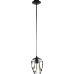 Candeeiro de teto suspenso NEWTOWN com abajur oval em arame preto
