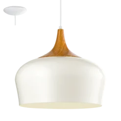 Candeeiro de Teto Suspenso OBREGON Metal Creme e Madeira Carvalho 95383