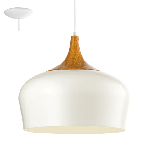 Candeeiro de Teto Suspenso OBREGON Metal Creme e Madeira Carvalho 95383