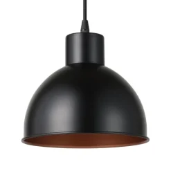 Candeeiro de Teto Suspenso TRURO 1 com Abajur Preto e Interior Cobre 49238