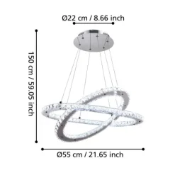 Candeeiro de Teto Suspenso VARRAZO com LED e Cristais Elegantes 31667