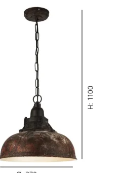 Candeeiro de teto suspenso Vintage Grantham 1 Ø 370mm castanho EGLO 49819