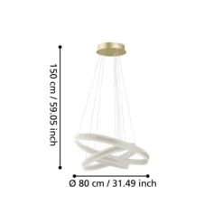 Candeeiro de teto TONARELLA com LED e anéis metálicos champanhe EGLO 39314