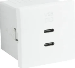 Carregador - dois módulos duas entradas USB Tipo C - Carregamento - branco - 45382 SBR - Série Quadro 45 - Efapel