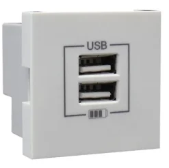 Carregador duplo USB tipo A - branco - 45439 SBR - Série Quadro 45 - Efapel