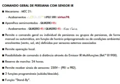 Comando Geral de Persiana com Sensor IR - 2 módulos em Branco - 45311 SBR- Série Quadro 45