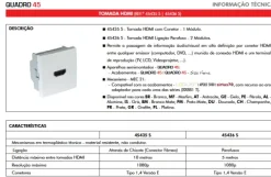 Efapel - Tomada HDMI - 1 módulo com conector - Branco- 45435 SBR - Série Quadro 45