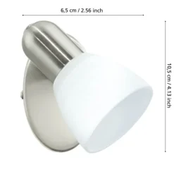 Foco de Parede com Abajur de Vidro Branco DAKAR 1 EGLO 88472