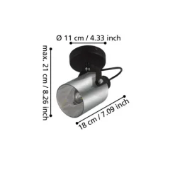 Foco de Parede com Vidro Vaporizado Preto BERREGAS EGLO 99052
