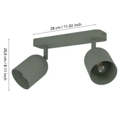 Foco de Teto com Dois Focos E14 Verde Musgo Mate TILSTON EGLO 44133